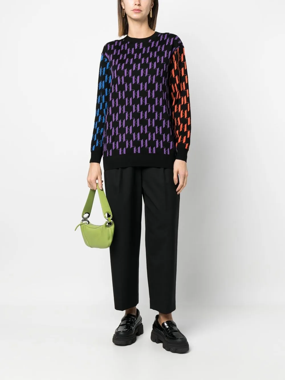 Karl Lagerfeld Intarsia trui - Zwart