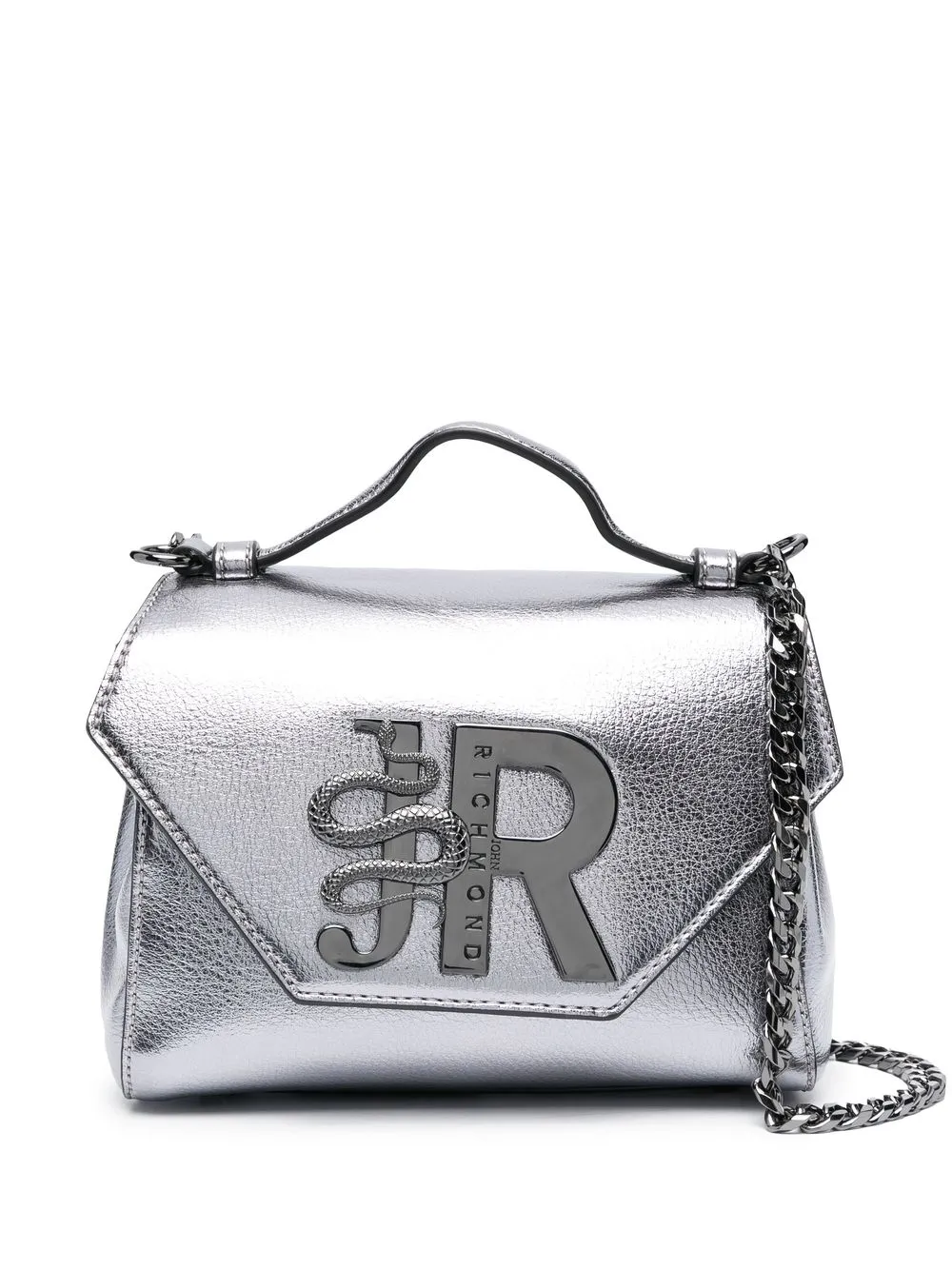 

John Richmond logo-plaque metallic tote bag - Silver