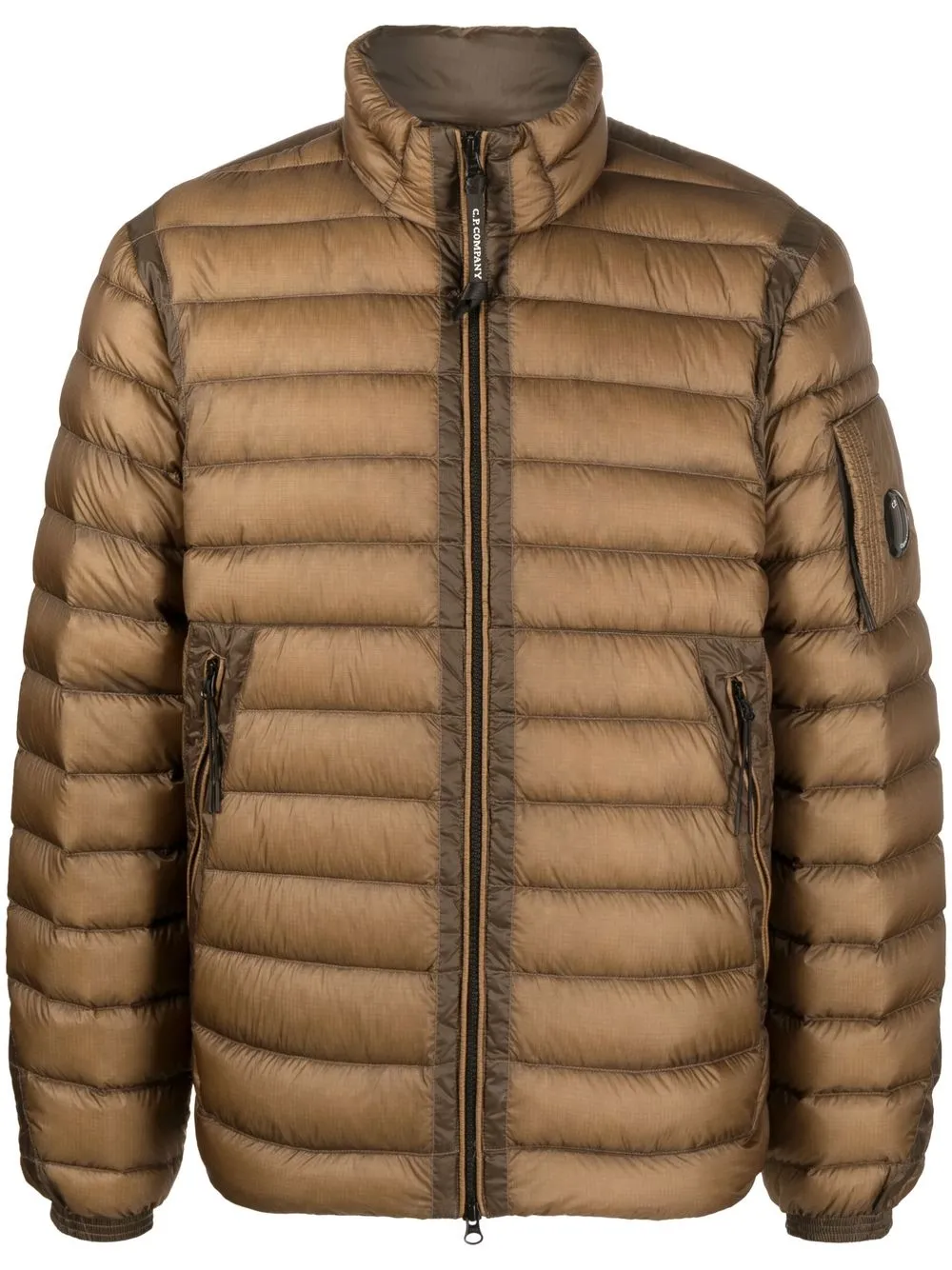 

C.P. Company logo-patch padded down jacket - Brown