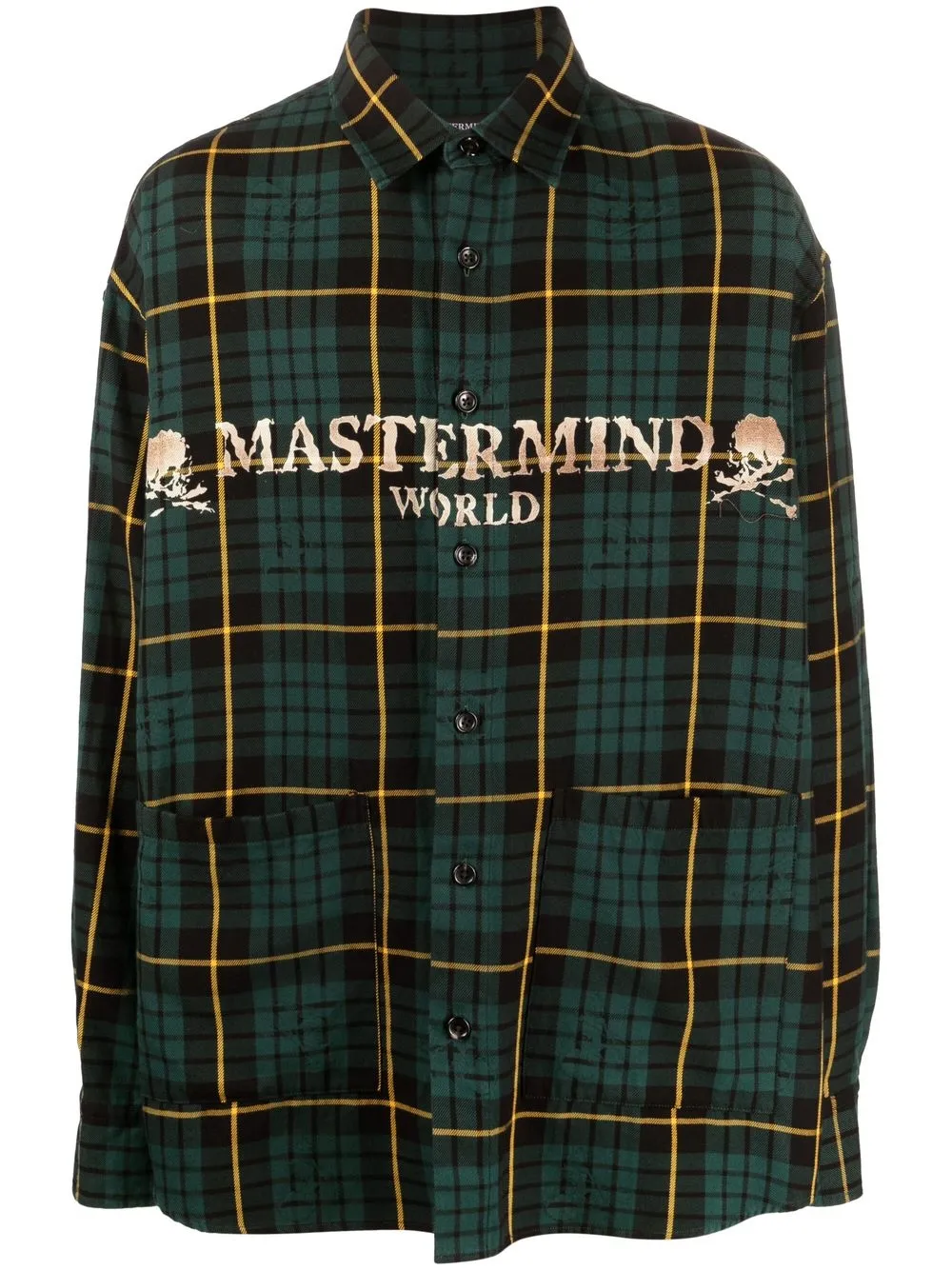 

Mastermind Japan Skull-print check-pattern shirt - Green
