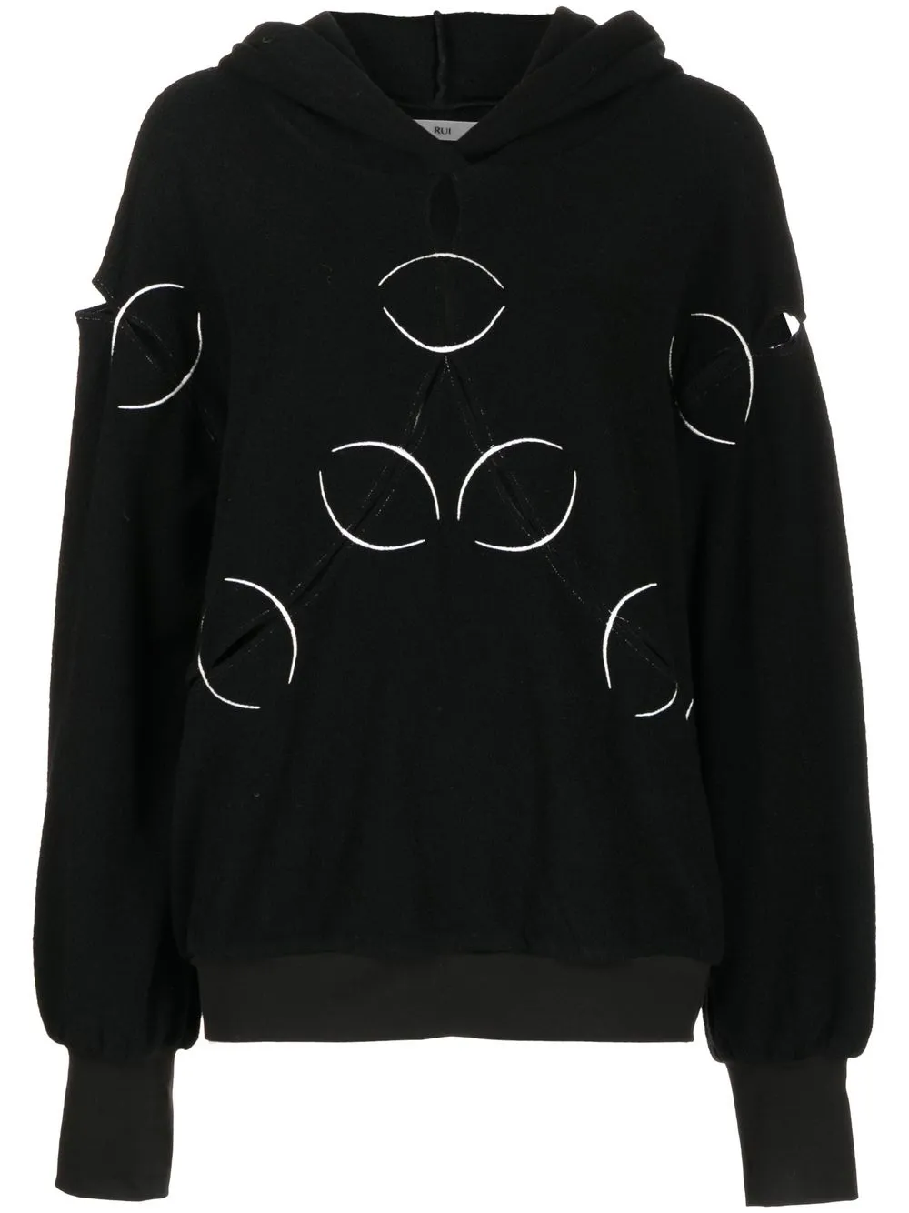 

RUI contrast-stitch cut-out hoodie - Black