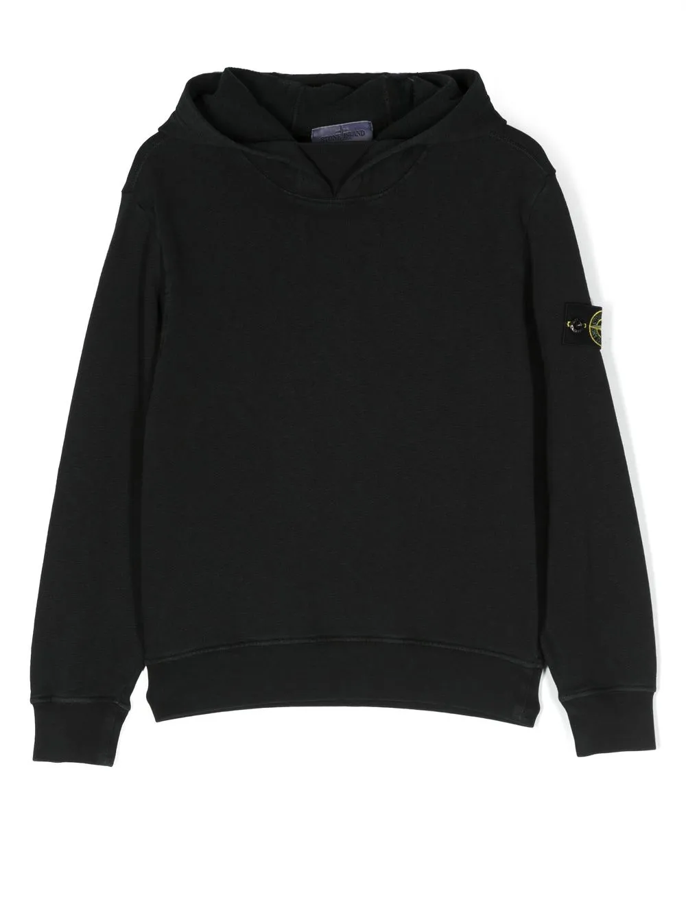 

Stone Island Junior logo-patch hoodie - Negro