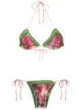 Amir Slama crochet-detail tie-dye triangle bikini - Multicolour
