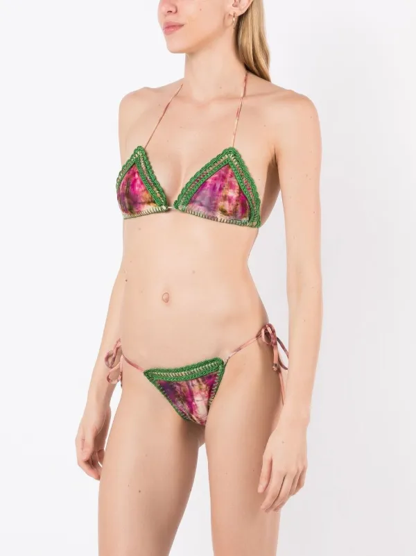 Amir Slama crochet-detail tie-dye Triangle Bikini
