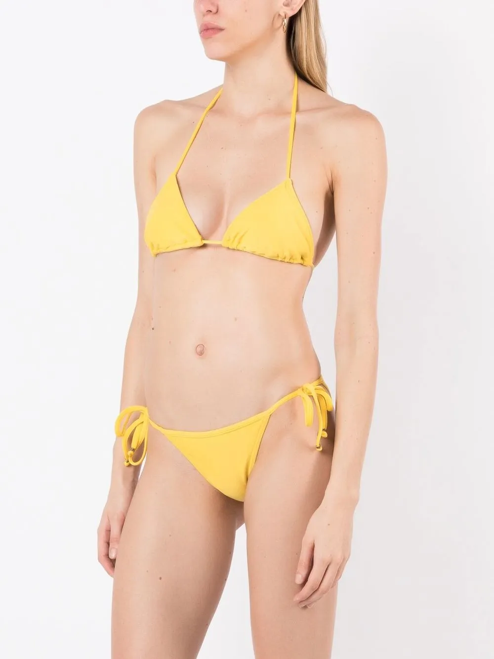 Shop Amir Slama Self-tie Triangle Bikini In Yellow