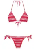 Amir Slama embellished pearl triangle bikini - Red