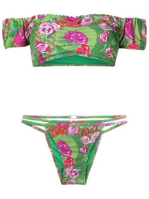Amir Slama off-shoulder floral-print bikini