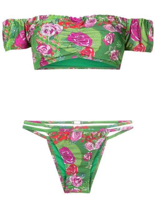 Bikini fleuri à épaules dénudées - Amir Slama - Modalova