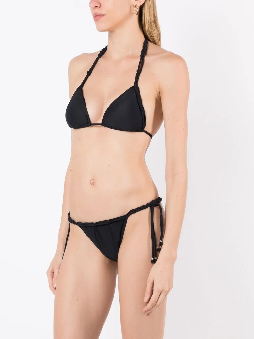 Shop Amir Slama Macramé Detailing Bikini Bottoms In Black