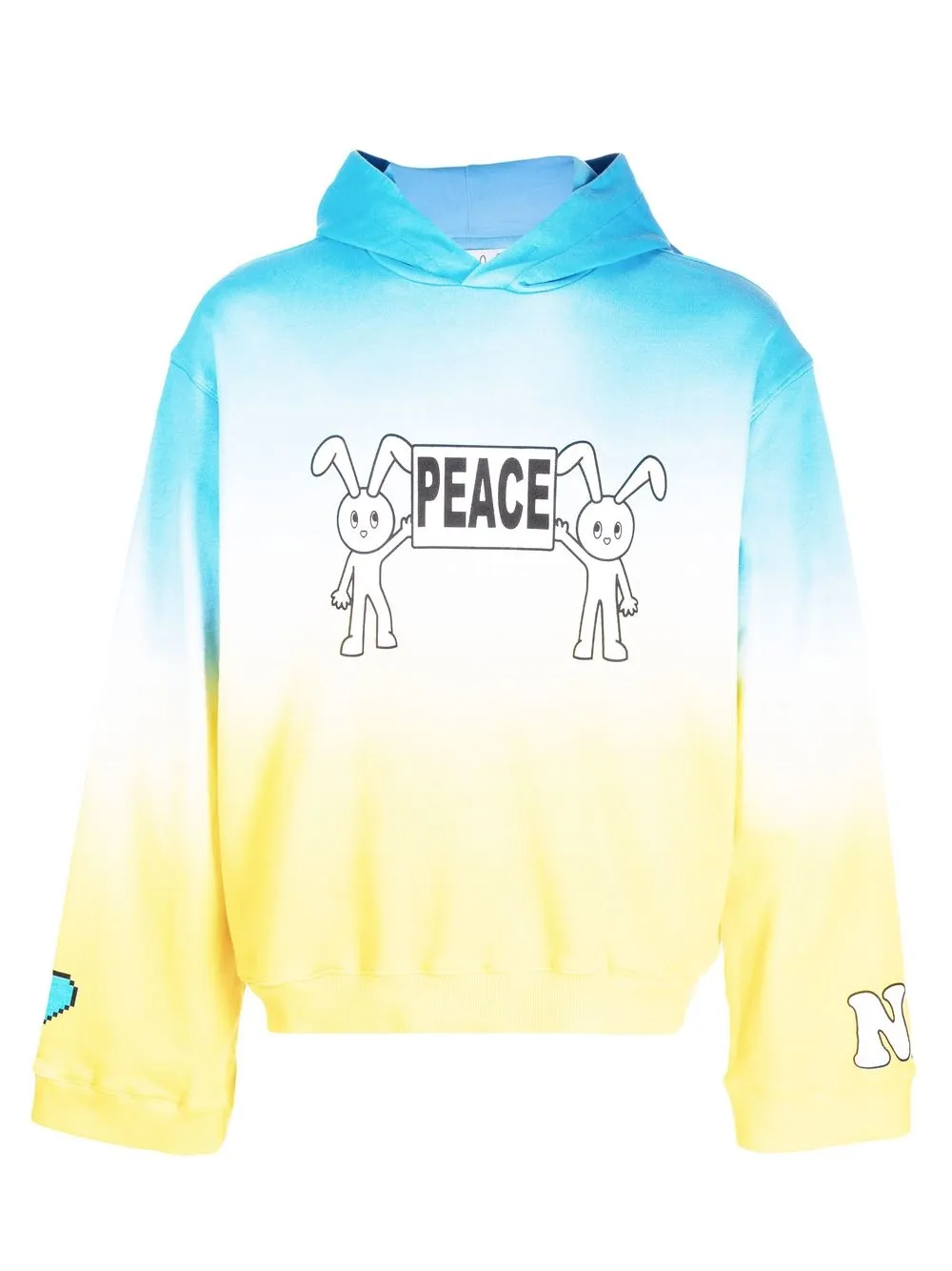 

Natasha Zinko Peace-print stretch-cotton hoodie - Blue