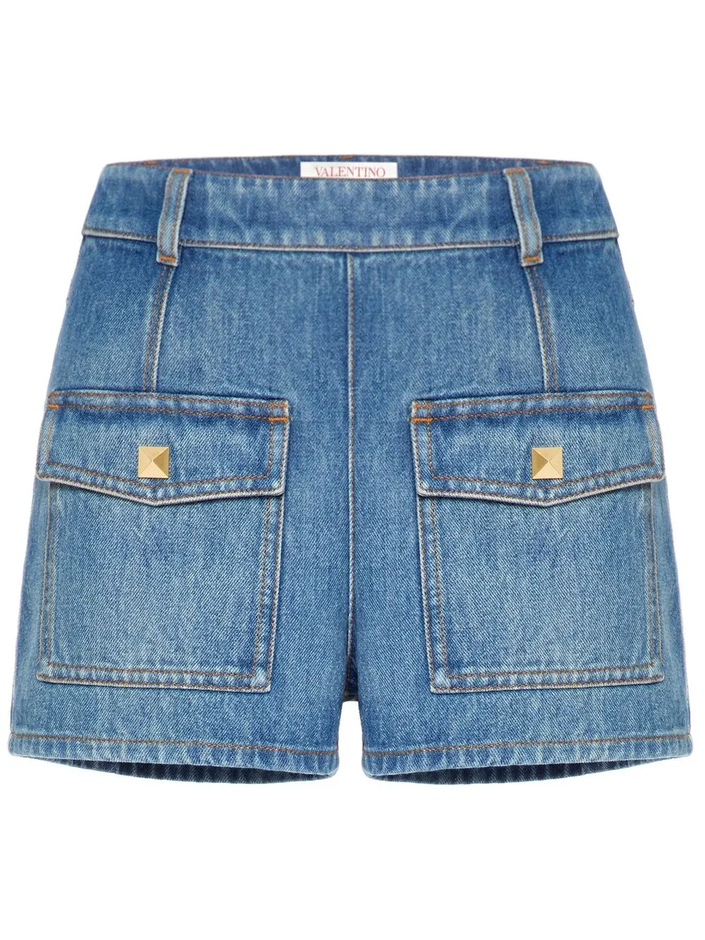 

Valentino VLogo stud-detail denim shorts - Blue