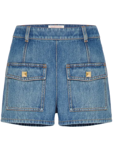 Valentino VLogo stud-detail denim shorts