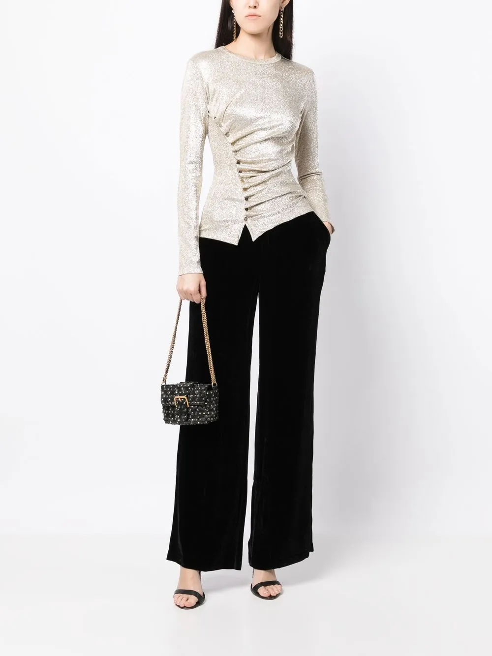Reformation Broek met wijde pijpen - Zwart