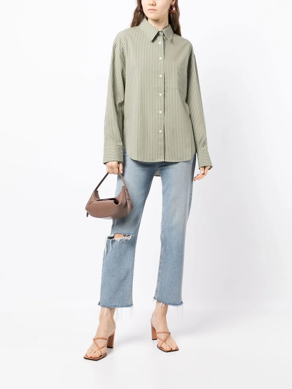 Reformation Gestreepte blouse - Groen