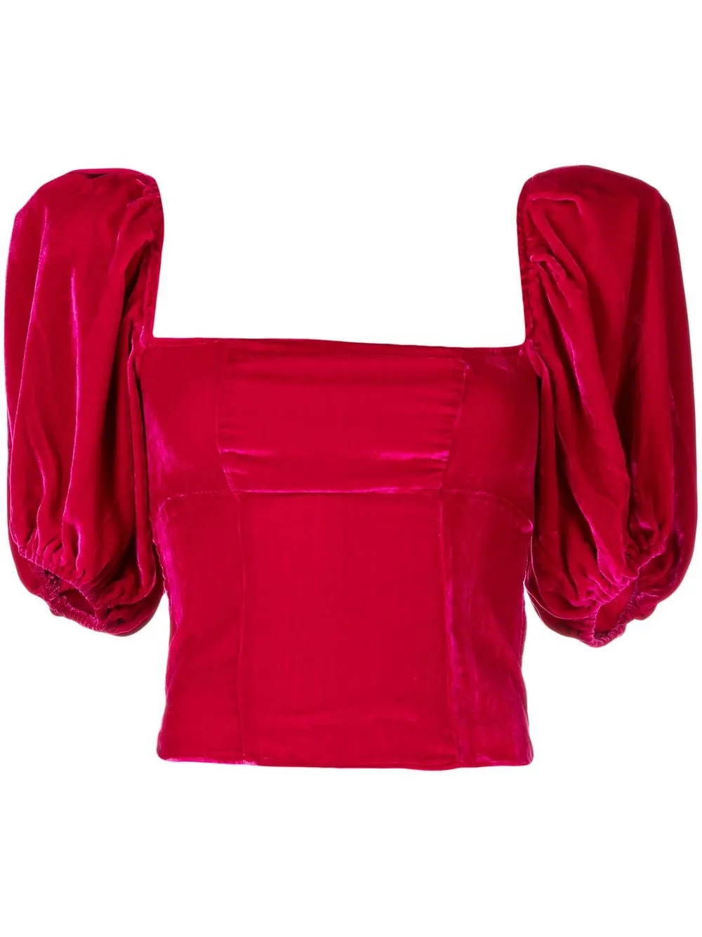 Reformation Luka velvet puff-sleeve top - Pink