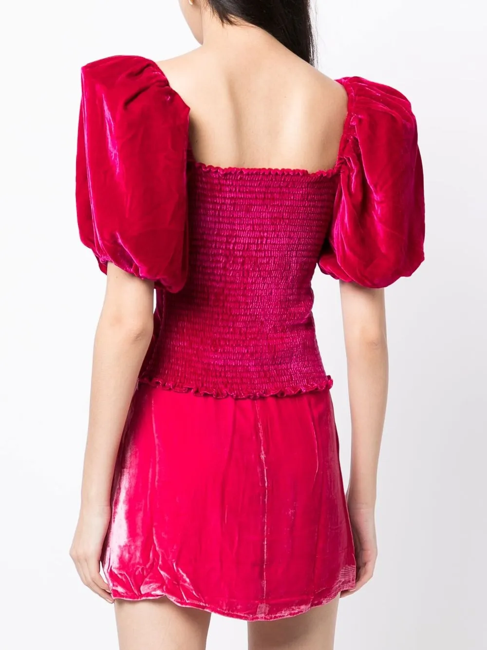 Reformation Luka Velvet Puff sleeve Top Farfetch