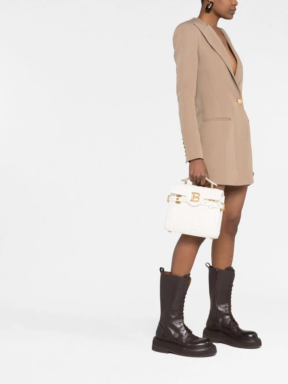 Balmain B-Buzz 23 leren schoudertas - Wit