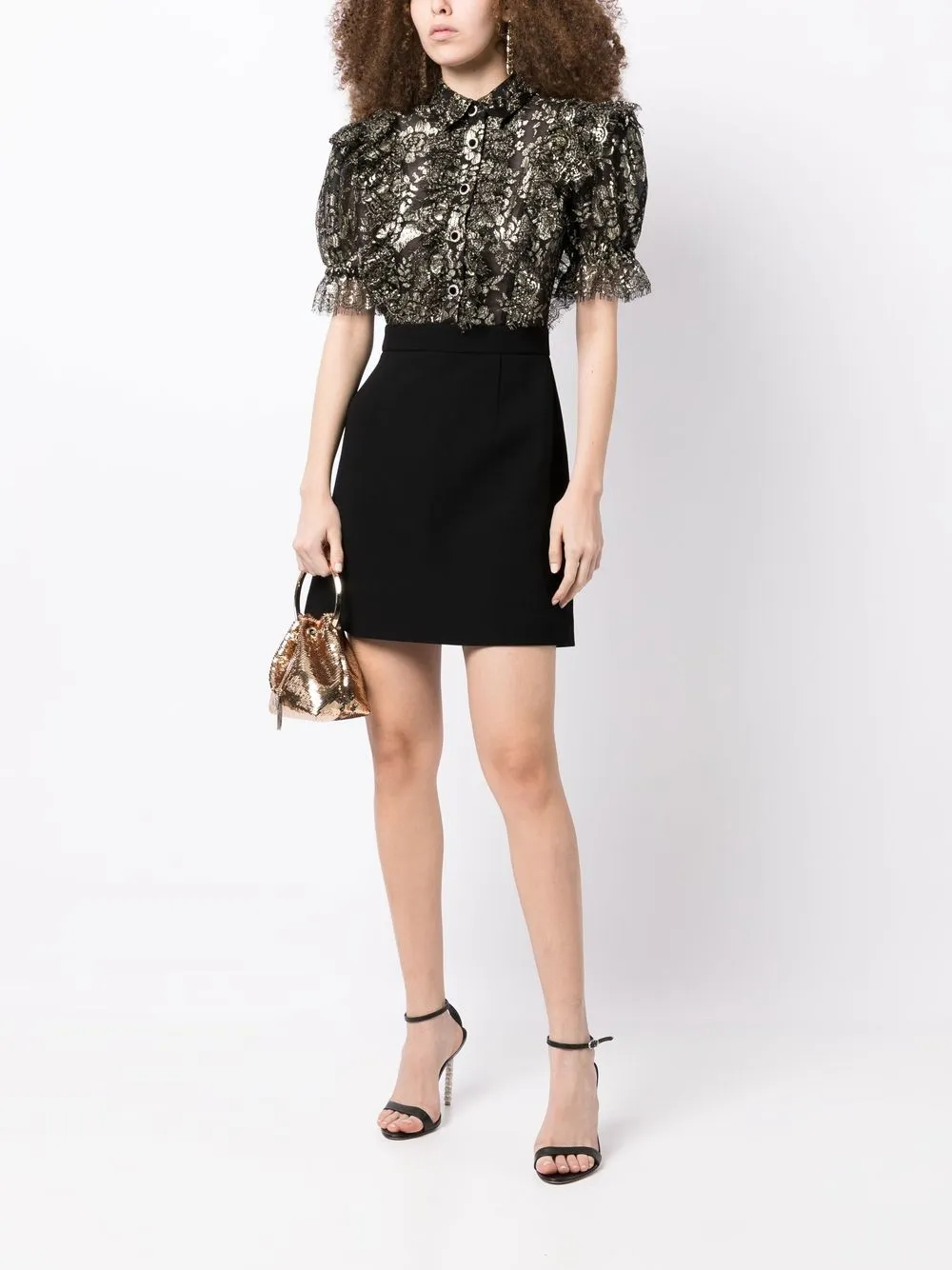 Rebecca Vallance Mini-blousejurk met bloemenjacquard - Goud