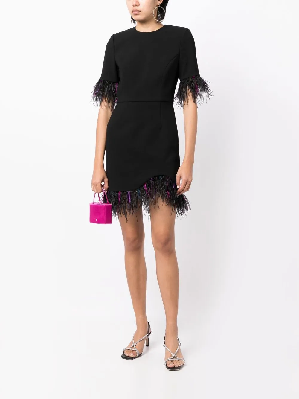 Rebecca Vallance Mini-jurk met veren afwerking - Zwart