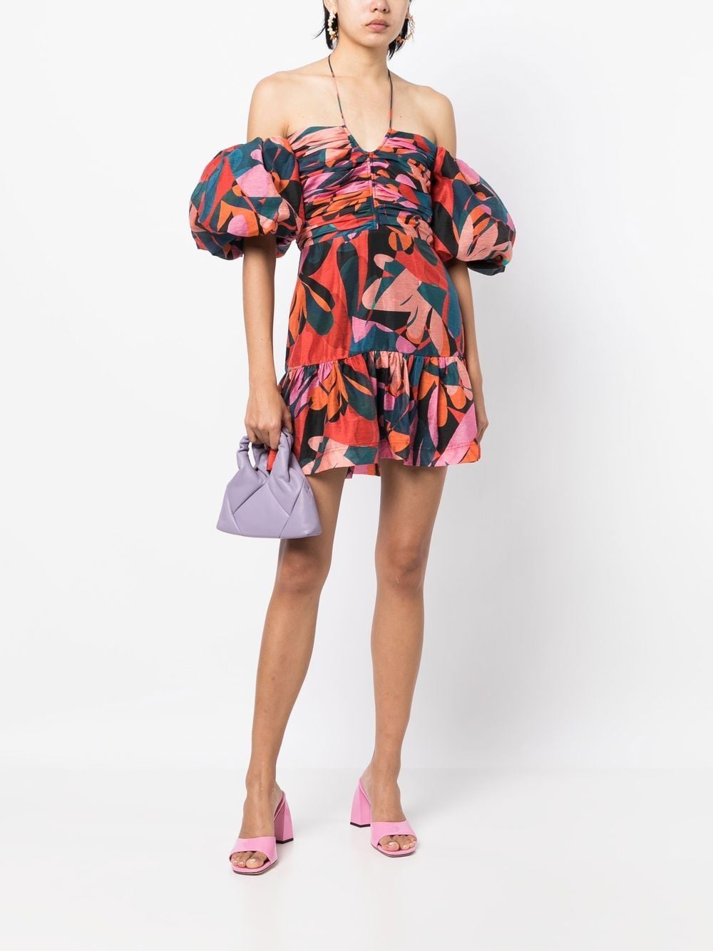 Rebecca Vallance Mini-jurk met pofmouwen - Veelkleurig