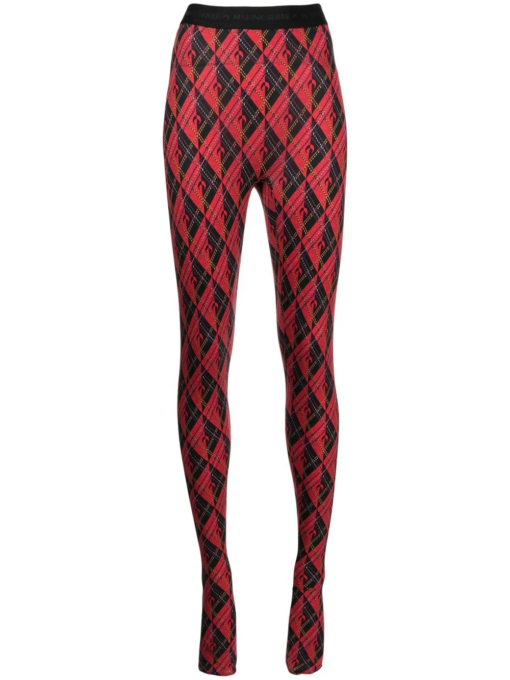 

Marine Serre intarsia-logo print tights - Red