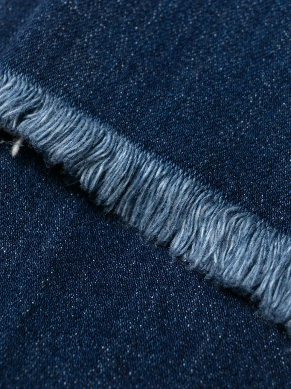 logo embroidered fringe jeans