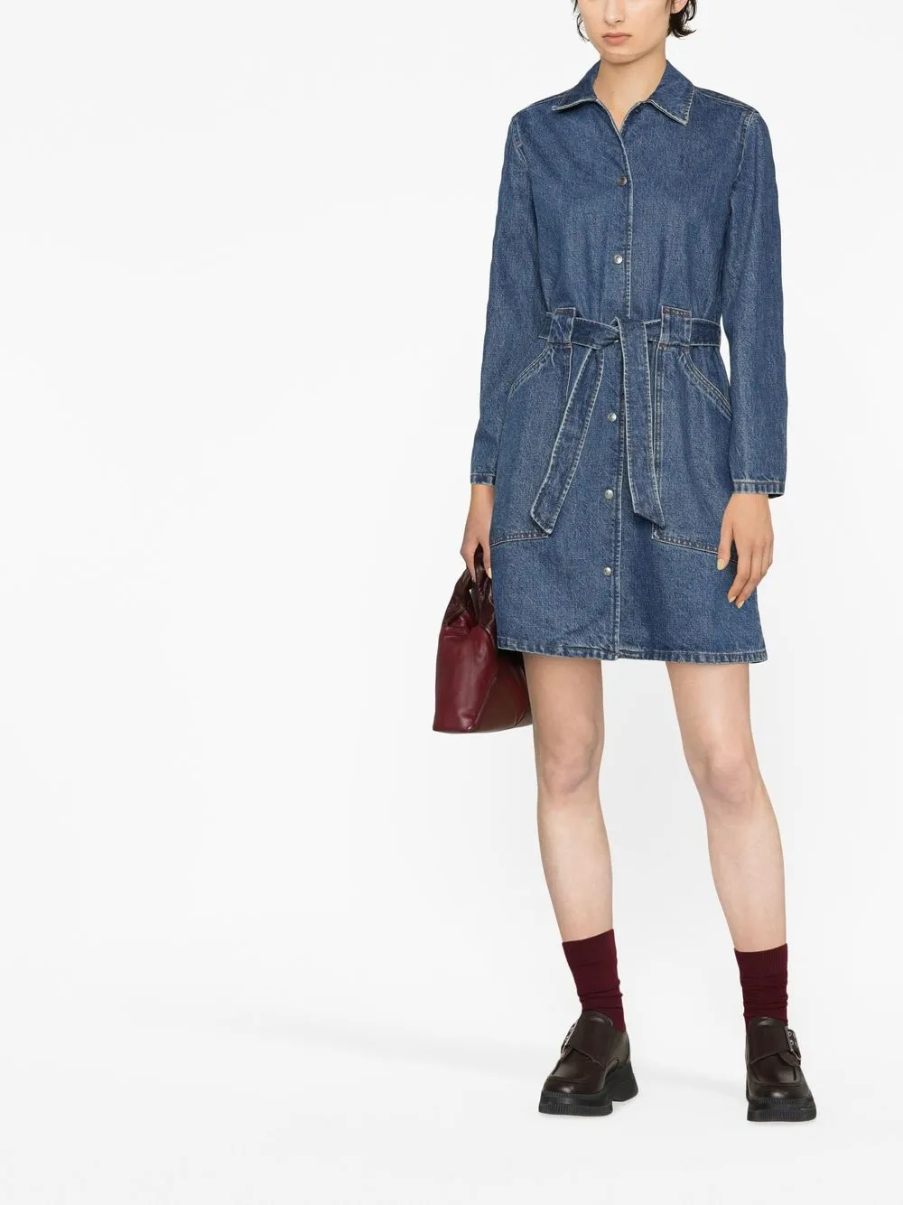 A.P.C. Blousejurk met ceintuur - Blauw