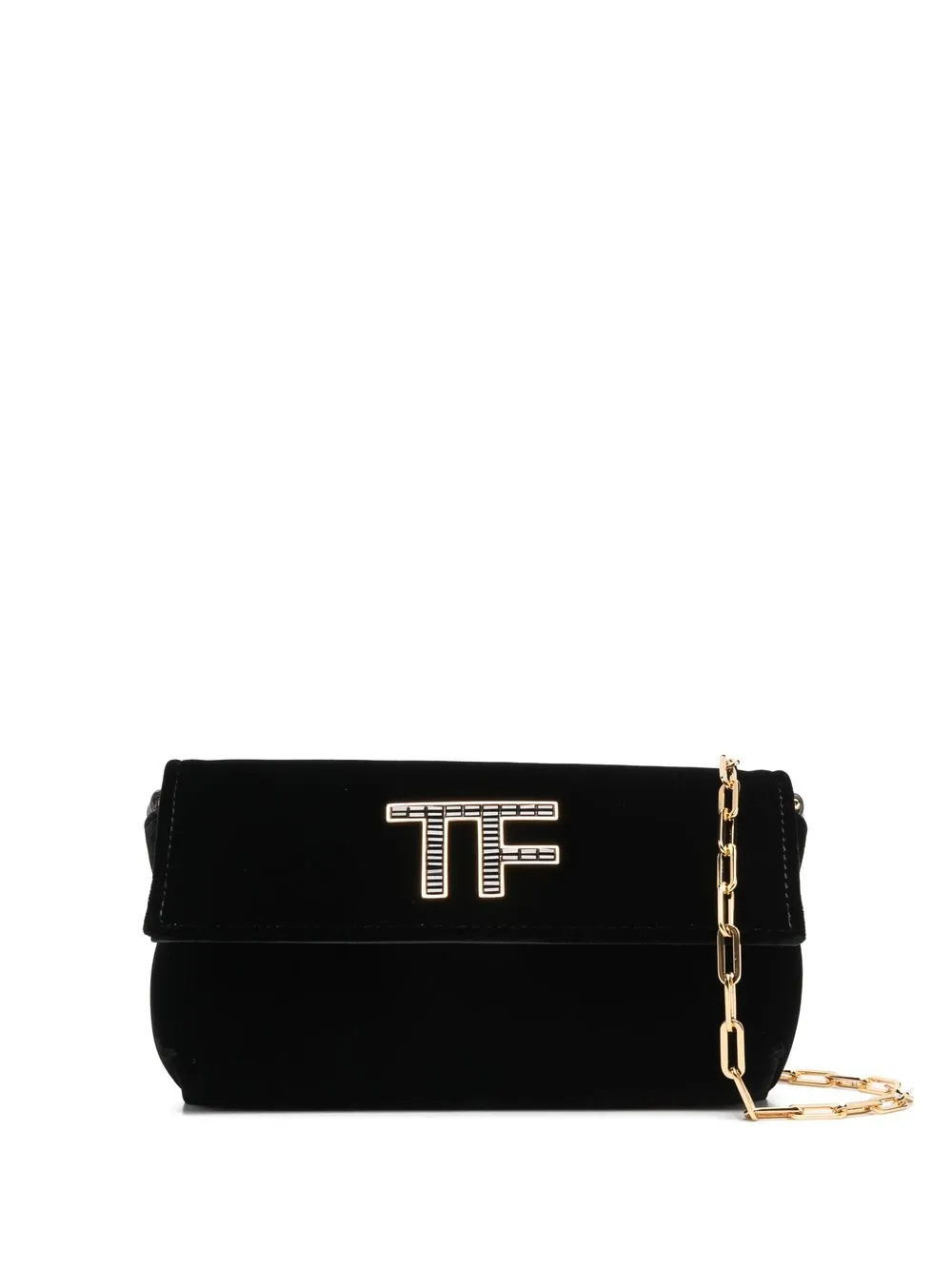 

TOM FORD TF-plaque suede crossbody bag - Black