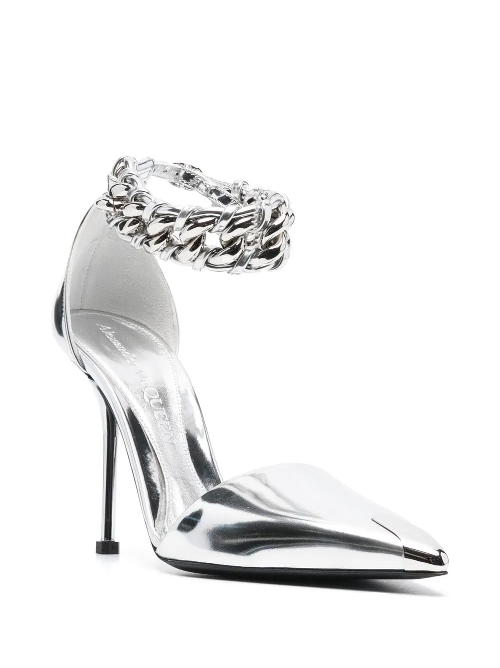 

Alexander McQueen chain-strap metallic pumps - Silver
