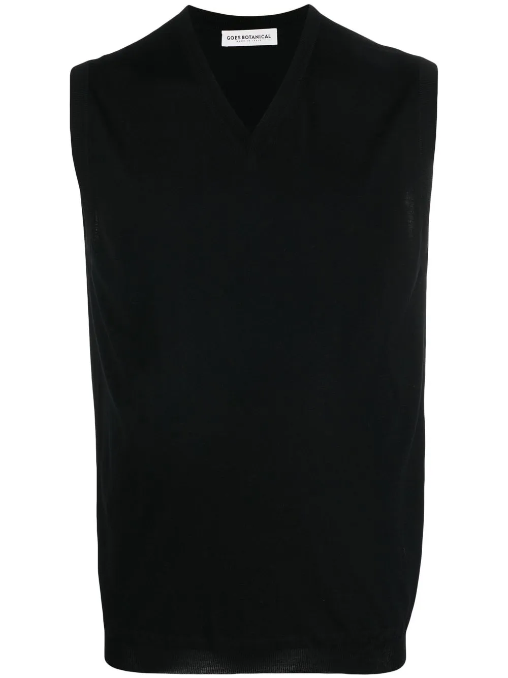 Shop Goes Botanical V-neck Merino-wool Vest In Black