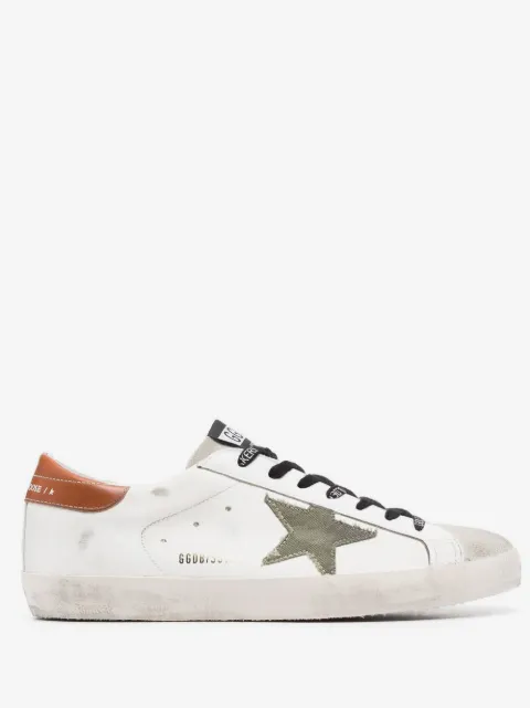 Golden Goose Super-Star trainers with star in olive green canvas