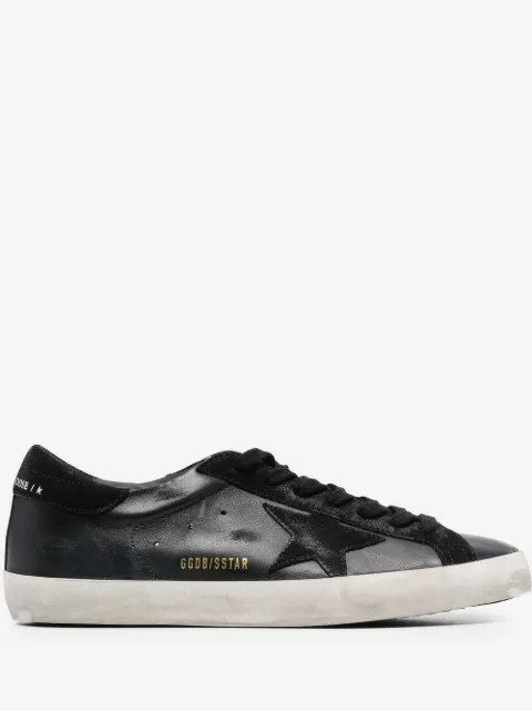 Golden Goose Super-Star trainers in black nappa with black suede star and heels tab
