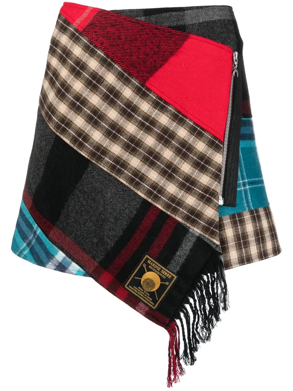 

Marine Serre Clashing Tartans wrap mini skirt - Black