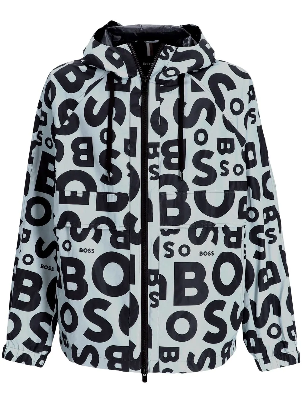 

BOSS graphic-print zipped hooded jacket - Blue