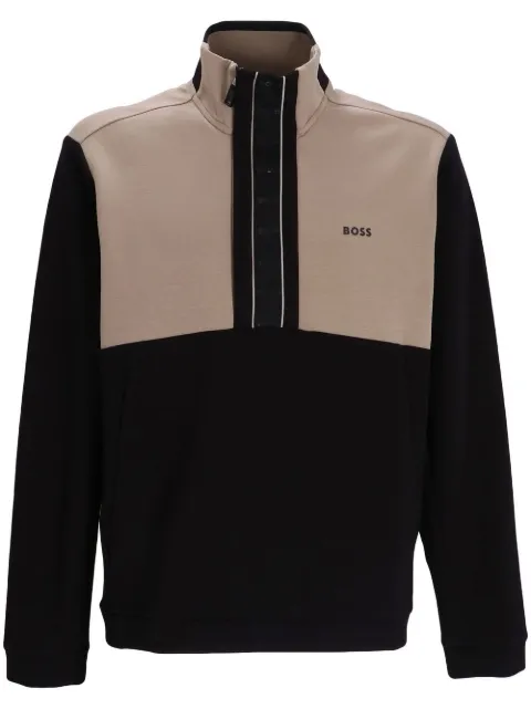 BOSS - logo-print panelled sweatshirt