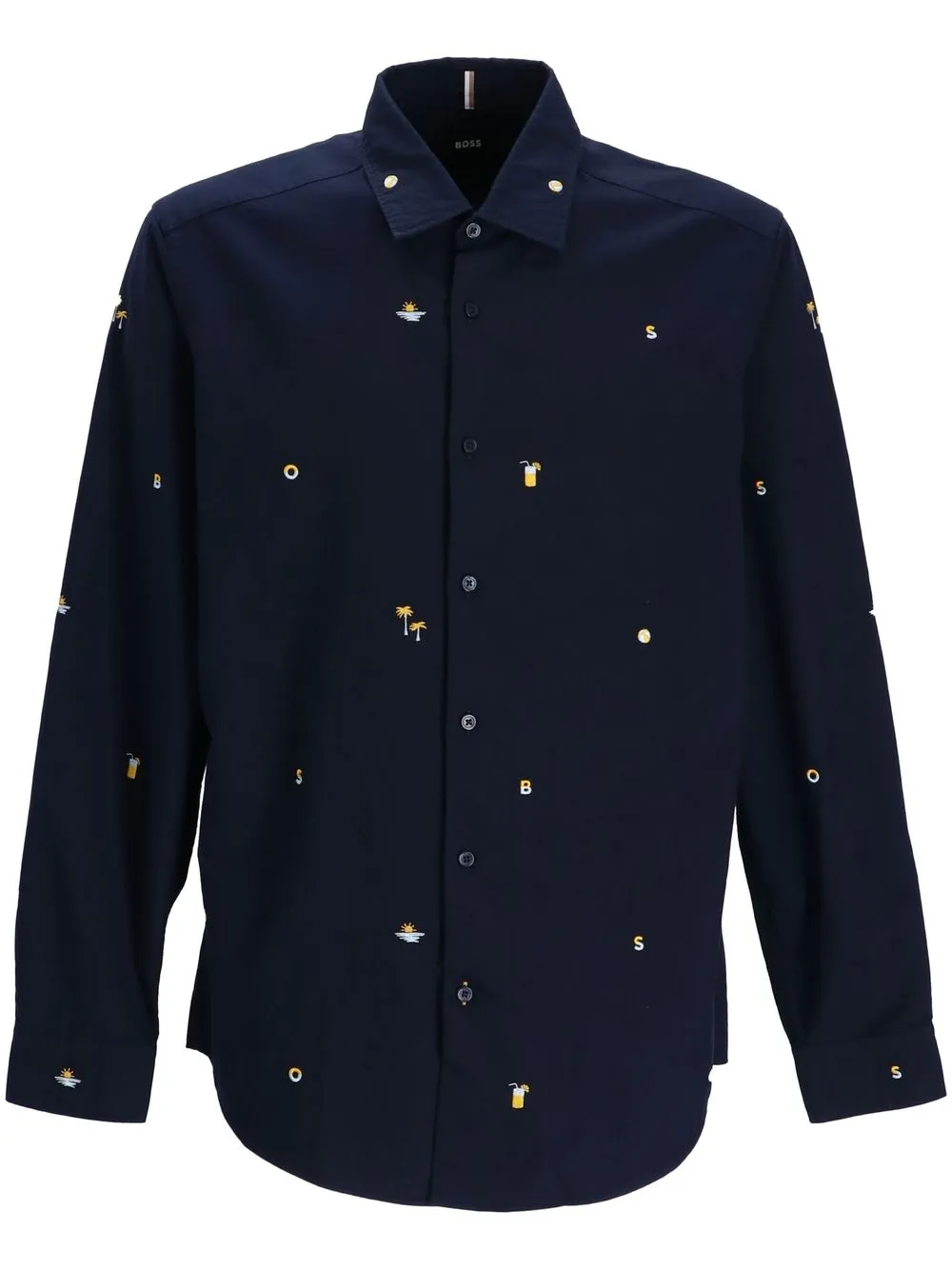 

BOSS embroidered button-up shirt - Blue