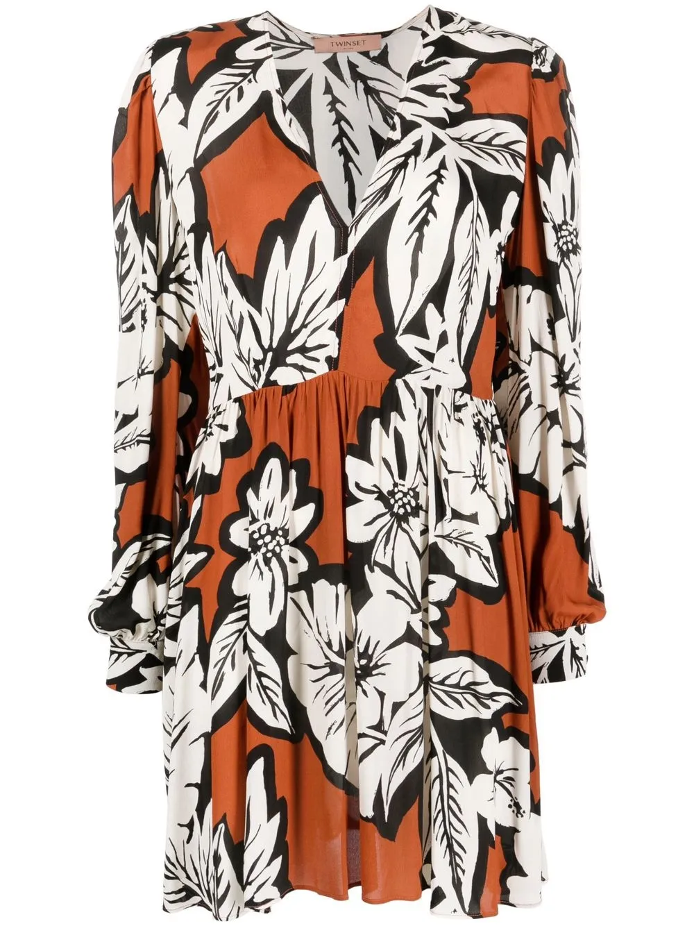 

TWINSET floral-print long-sleeve dress - Black