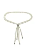 Jennifer Gibson Jewellery Vintage pearl and crystal tassel sautoir necklace 1980s - White