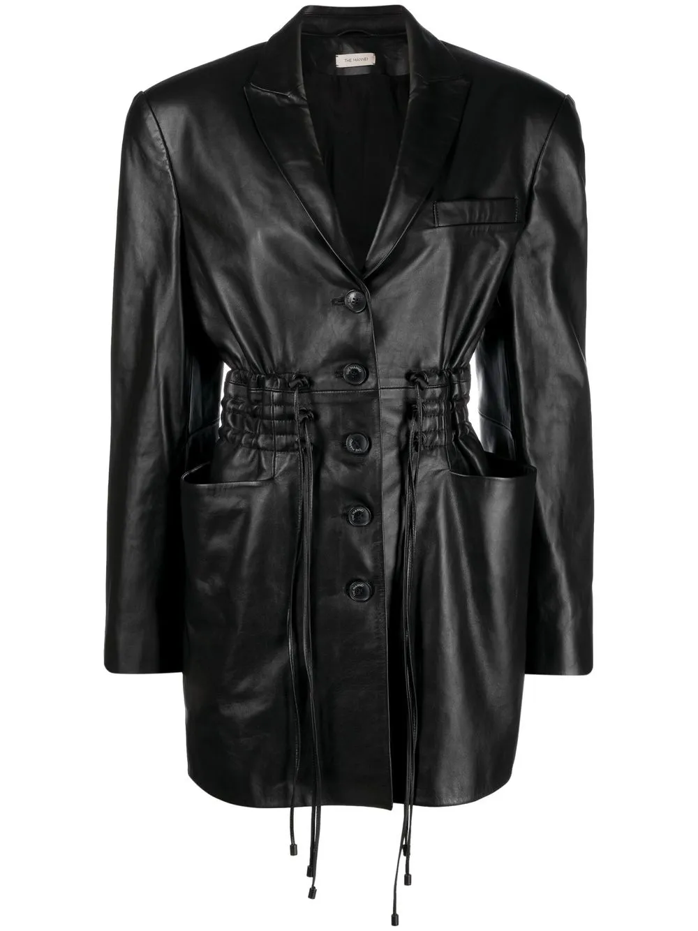 

The Mannei belted leather blazer - Black
