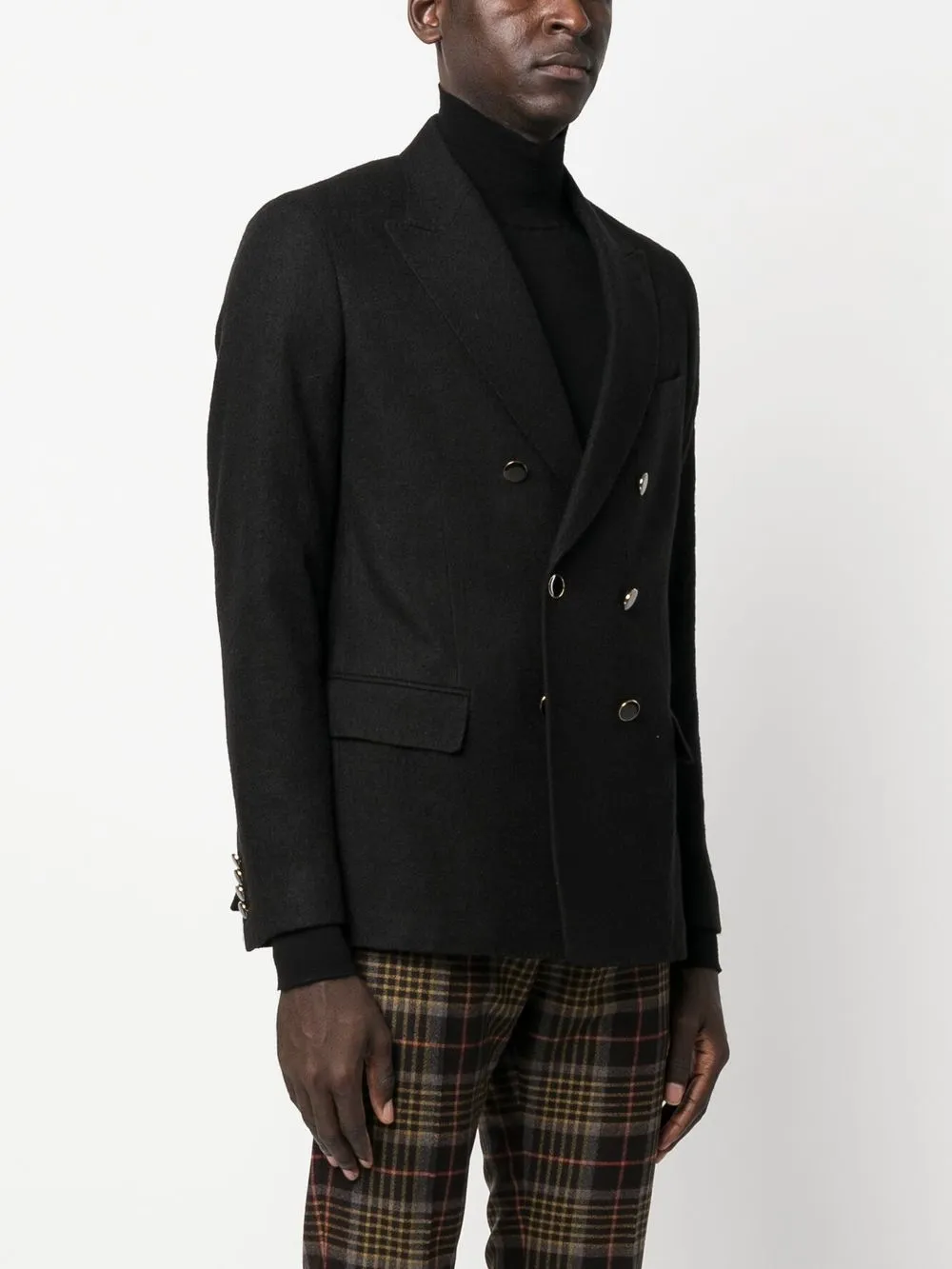 Shop Reveres 1949 Peak-lapels Double-breasted Blazer In Black