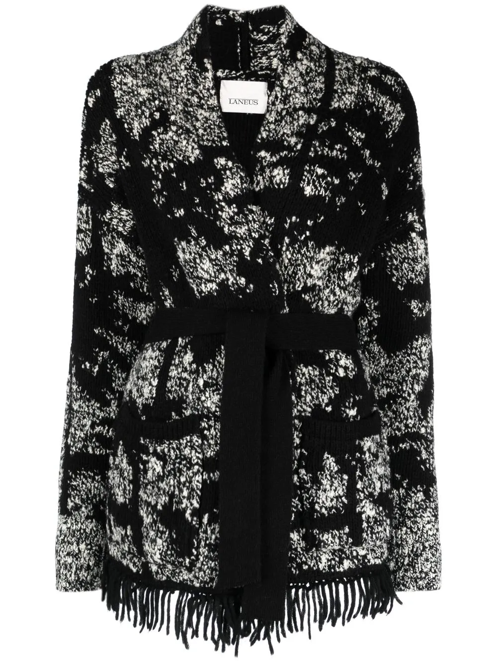 

Laneus lurex-detail belted cardigan - Black