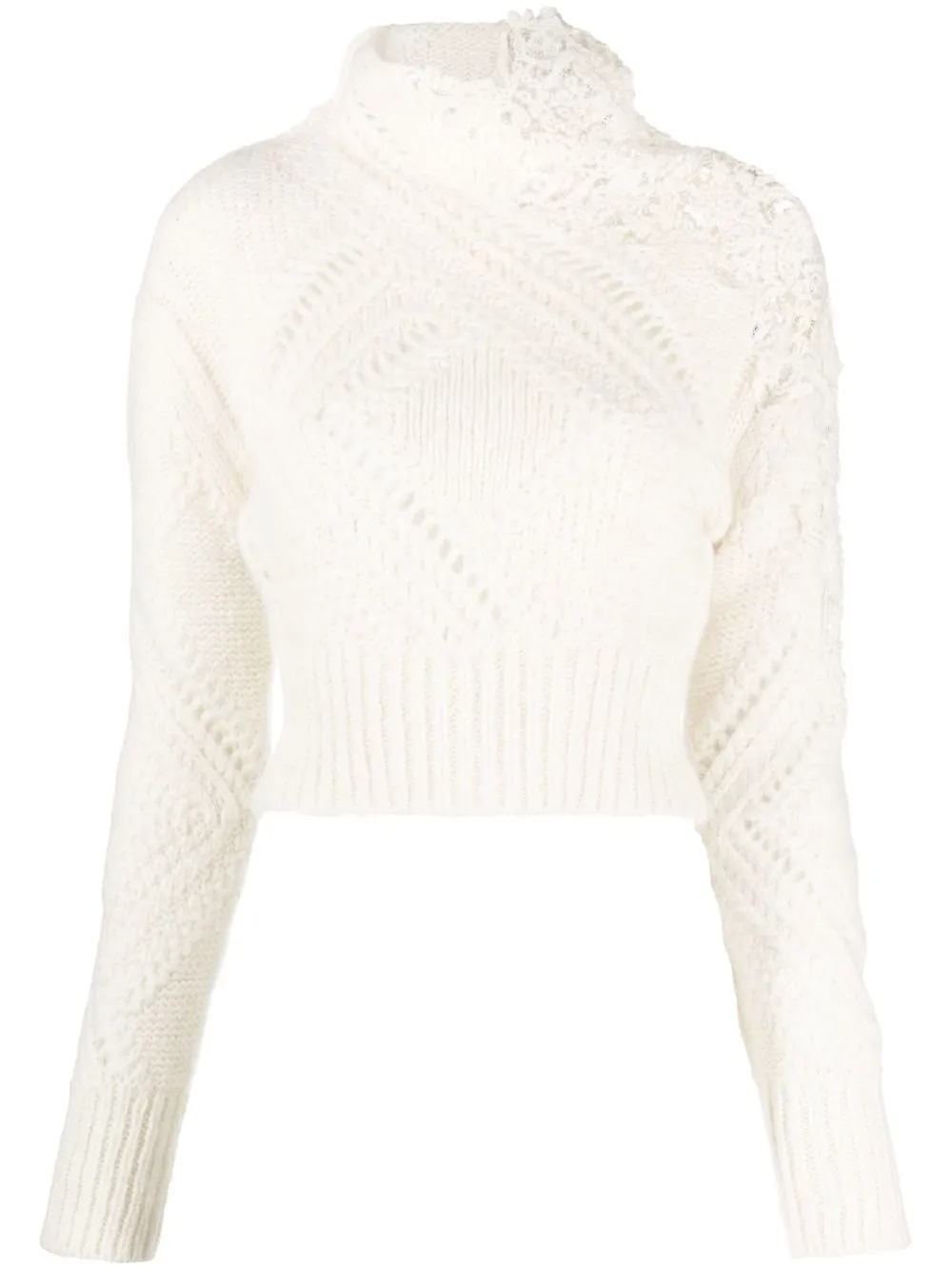 

Ermanno Scervino lace-detail cropped jumper - Neutrals