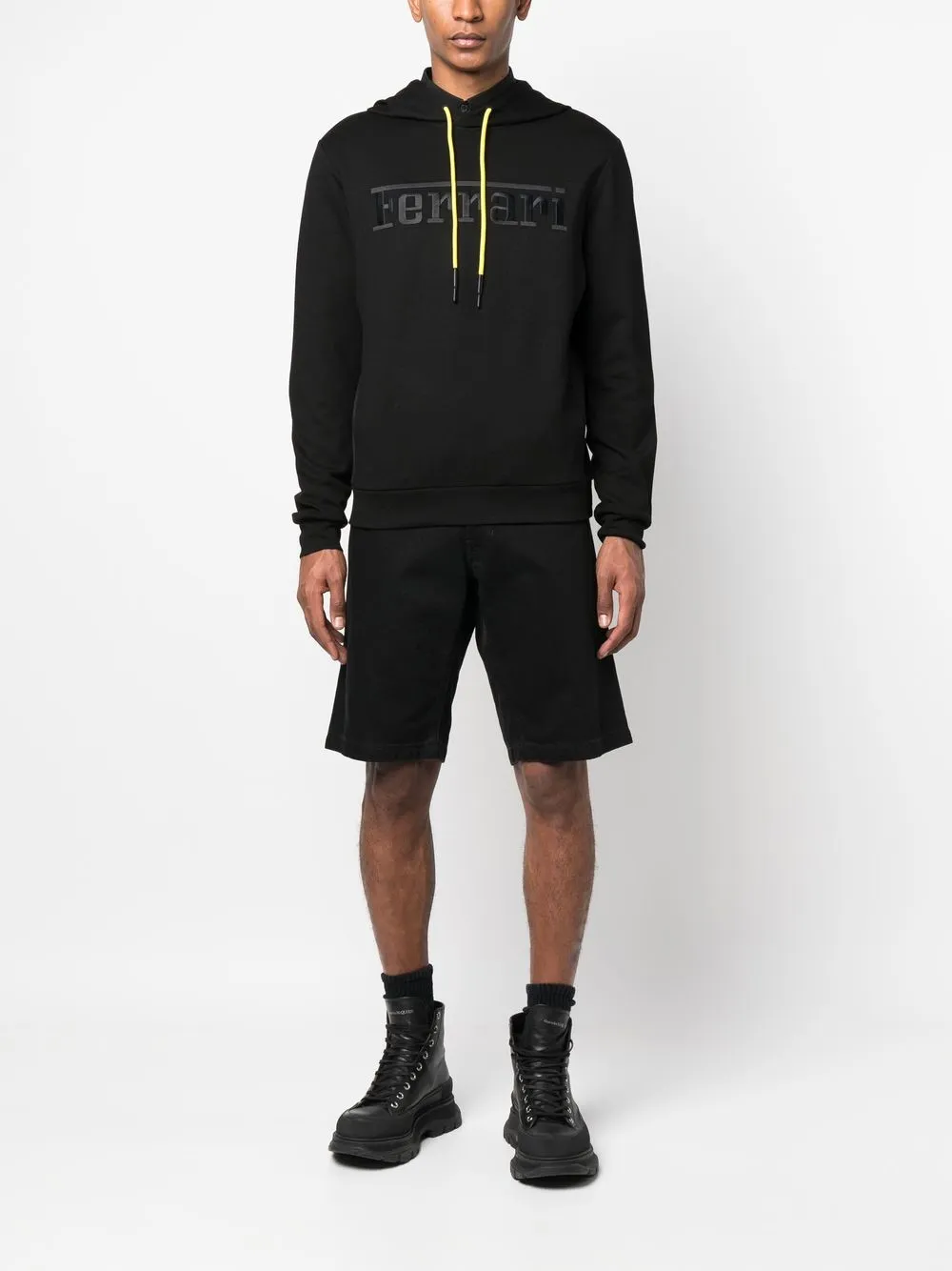 Ferrari Hoodie met logoprint - Zwart