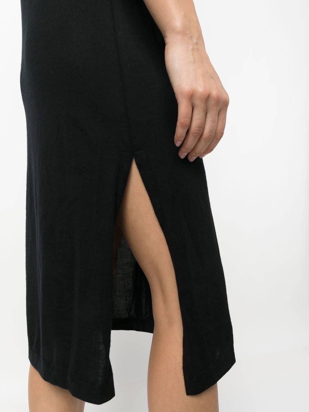 Shop Barrie Side-slit Cashmere Midi Dress In Black