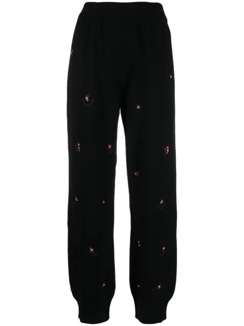 Barrie floral-embroidered cashmere trousers