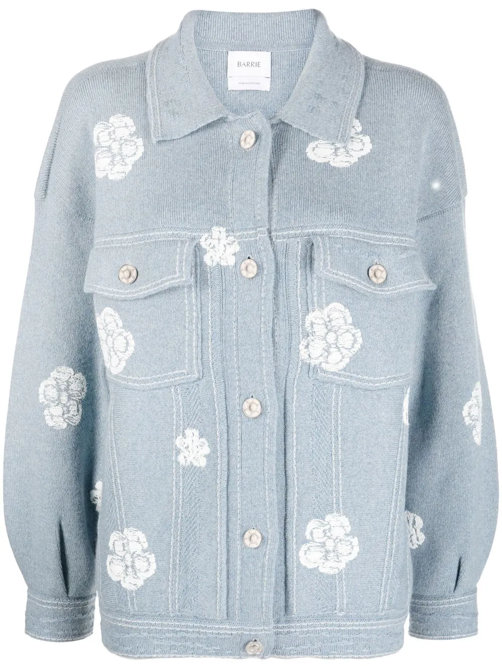 

Barrie floral-print knit shirt jacket - Blue