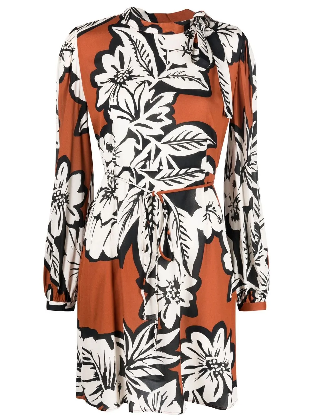 

TWINSET tropical-print high-neck dress - Black