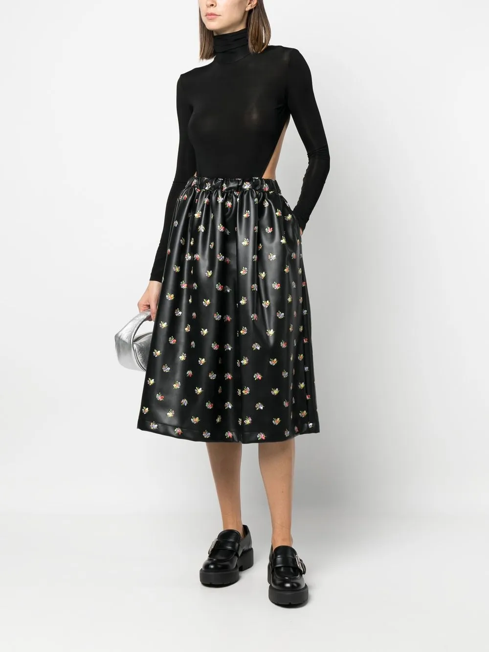 Comme Des Garçons Girl Rok van imitatieleer - Zwart