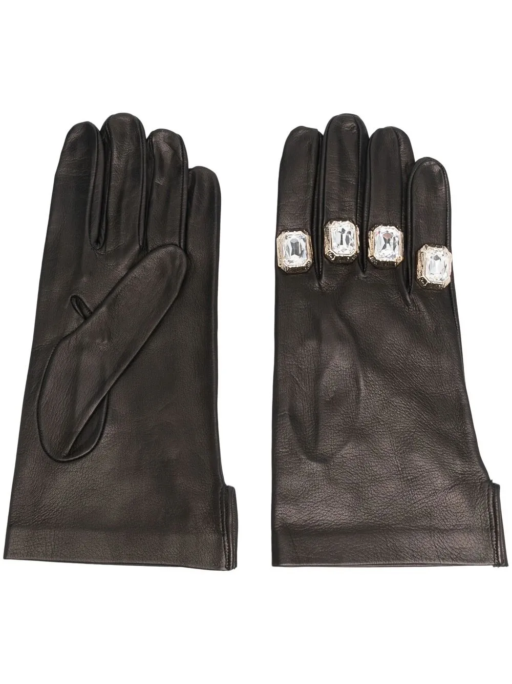 

CANAKU crystal-embellished leather gloves - Negro