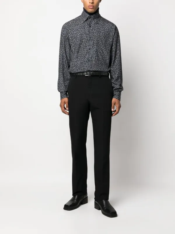 TOM FORD leopard-print long-sleeve Shirt | Grey | FARFETCH